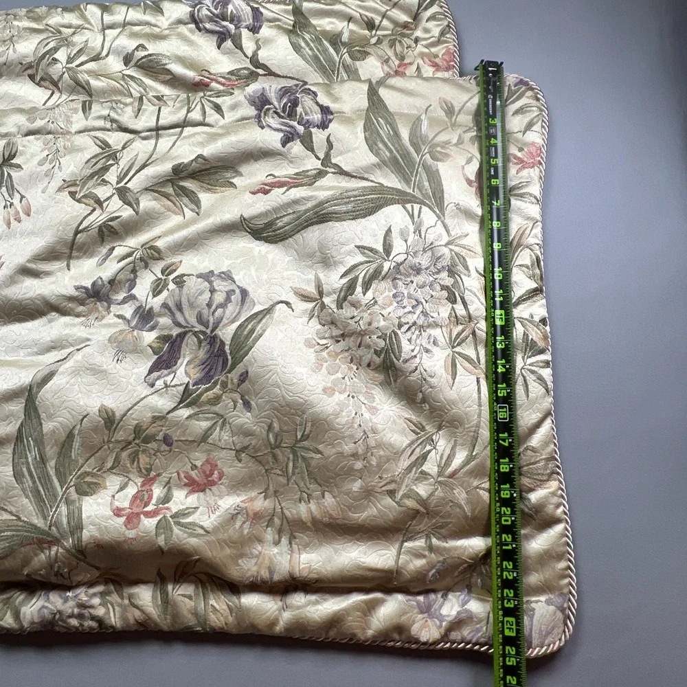 Croscill Home Pillowcase King Beige Floral Textured Cotton Piped Edges Set Of 2